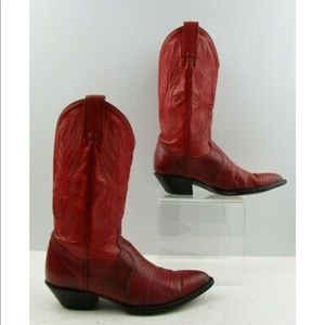VINTAGE 70s TONY LAMA RED PYTHON COWBOY BOOTS 6 WOMEN